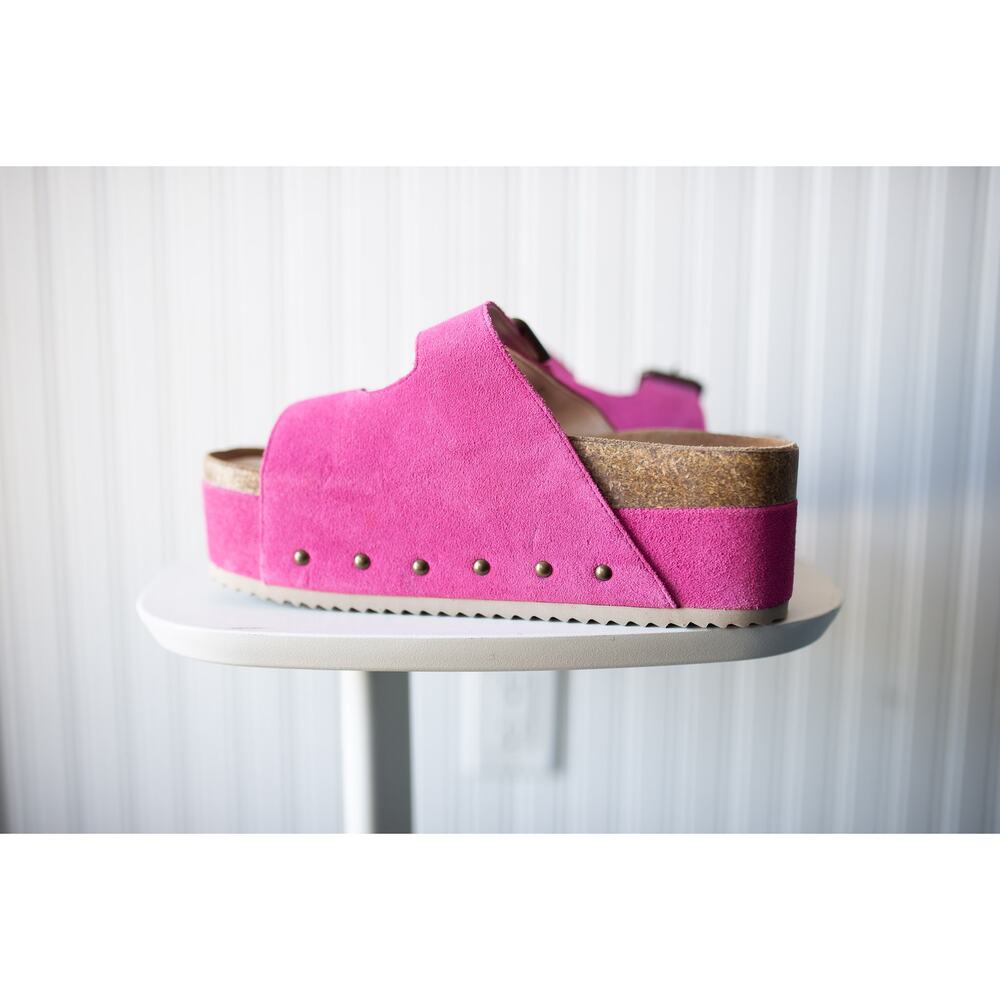 Free People Intentionally Blank Rule Breaker Platform Sandals Pink Suede 37 - Picture 3 of 7
